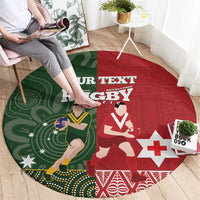 Custom Mate Maa Tonga And Kangaroo Australia Round Carpet Tongan Kupesi Mix Aboriginal Art