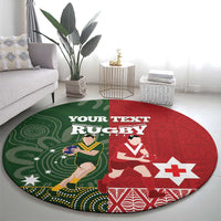 Custom Mate Maa Tonga And Kangaroo Australia Round Carpet Tongan Kupesi Mix Aboriginal Art