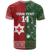 Custom Mate Maa Tonga And Kangaroo Australia T Shirt Tongan Kupesi Mix Aboriginal Art LT14 - Polynesian Pride