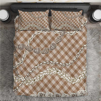Brown Aloha Hawaii Shell Lei Bedding Set Palaka Hebrew Cone Honey Cowrie Elegant Curves - Polynesian Pride