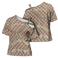 Brown Aloha Hawaii Shell Lei Cross Shoulder Shirt Palaka Hebrew Cone Honey Cowrie Elegant Curves LT14 - Polynesian Pride
