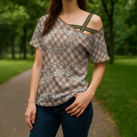Brown Aloha Hawaii Shell Lei Cross Shoulder Shirt Palaka Hebrew Cone Honey Cowrie Elegant Curves LT14 - Polynesian Pride