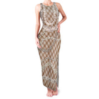 Brown Aloha Hawaii Shell Lei Family Matching Tank Maxi Dress and Hawaiian Shirt Palaka Hebrew Cone Honey Cowrie Elegant Curves - Polynesian Pride