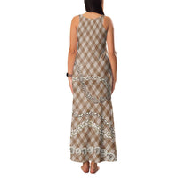 Brown Aloha Hawaii Shell Lei Family Matching Tank Maxi Dress and Hawaiian Shirt Palaka Hebrew Cone Honey Cowrie Elegant Curves - Polynesian Pride