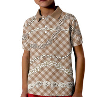 Brown Aloha Hawaii Shell Lei Kid Polo Shirt Palaka Hebrew Cone Honey Cowrie Elegant Curves LT14 Kid Brown - Polynesian Pride