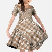 Brown Aloha Hawaii Shell Lei Kid Short Sleeve Dress Palaka Hebrew Cone Honey Cowrie Elegant Curves LT14 KID Brown - Polynesian Pride