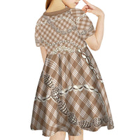 Brown Aloha Hawaii Shell Lei Kid Short Sleeve Dress Palaka Hebrew Cone Honey Cowrie Elegant Curves LT14 - Polynesian Pride