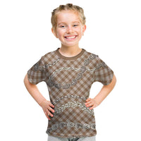Brown Aloha Hawaii Shell Lei Kid T Shirt Palaka Hebrew Cone Honey Cowrie Elegant Curves LT14 Brown - Polynesian Pride