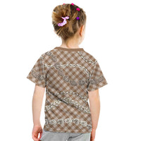 Brown Aloha Hawaii Shell Lei Kid T Shirt Palaka Hebrew Cone Honey Cowrie Elegant Curves LT14 - Polynesian Pride