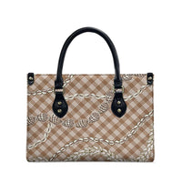 Brown Aloha Hawaii Shell Lei Leather Bag Palaka Hebrew Cone Honey Cowrie Elegant Curves LT14 - Polynesian Pride