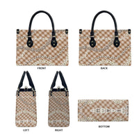 Brown Aloha Hawaii Shell Lei Leather Bag Palaka Hebrew Cone Honey Cowrie Elegant Curves LT14 - Polynesian Pride