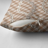 Brown Aloha Hawaii Shell Lei Pillow Cover Palaka Hebrew Cone Honey Cowrie Elegant Curves - Polynesian Pride