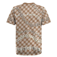 Brown Aloha Hawaii Shell Lei Rugby Jersey Palaka Hebrew Cone Honey Cowrie Elegant Curves LT14 - Polynesian Pride
