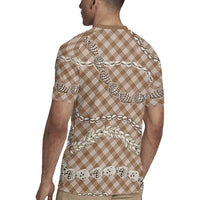 Brown Aloha Hawaii Shell Lei Rugby Jersey Palaka Hebrew Cone Honey Cowrie Elegant Curves LT14 - Polynesian Pride