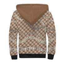 Brown Aloha Hawaii Shell Lei Sherpa Hoodie Palaka Hebrew Cone Honey Cowrie Elegant Curves - Polynesian Pride