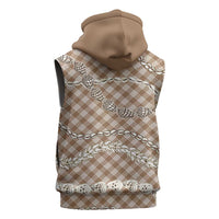 Brown Aloha Hawaii Shell Lei Sleeveless Zip Hoodie Palaka Hebrew Cone Honey Cowrie Elegant Curves LT14 - Polynesian Pride