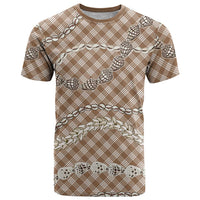 Brown Aloha Hawaii Shell Lei T Shirt Palaka Hebrew Cone Honey Cowrie Elegant Curves LT14 Brown - Polynesian Pride