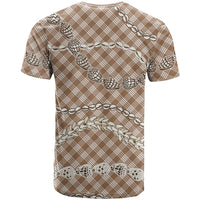 Brown Aloha Hawaii Shell Lei T Shirt Palaka Hebrew Cone Honey Cowrie Elegant Curves LT14 - Polynesian Pride