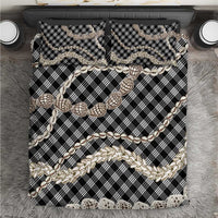 Black Aloha Hawaii Shell Lei Bedding Set Palaka Hebrew Cone Honey Cowrie Elegant Curves - Polynesian Pride