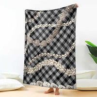 Black Aloha Hawaii Shell Lei Blanket Palaka Hebrew Cone Honey Cowrie Elegant Curves - Polynesian Pride