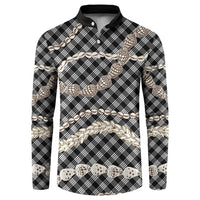 Black Aloha Hawaii Shell Lei Button Sweatshirt Palaka Hebrew Cone Honey Cowrie Elegant Curves - Polynesian Pride