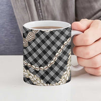 Black Aloha Hawaii Shell Lei Ceramic Mug Palaka Hebrew Cone Honey Cowrie Elegant Curves - Polynesian Pride