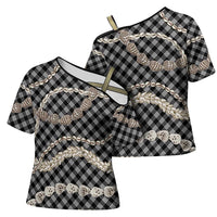 Black Aloha Hawaii Shell Lei Cross Shoulder Shirt Palaka Hebrew Cone Honey Cowrie Elegant Curves LT14 - Polynesian Pride