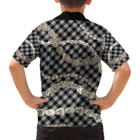 Black Aloha Hawaii Shell Lei Family Matching Puletasi and Hawaiian Shirt Palaka Hebrew Cone Honey Cowrie Elegant Curves - Polynesian Pride