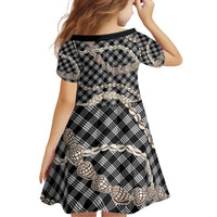 Black Aloha Hawaii Shell Lei Family Matching Puletasi and Hawaiian Shirt Palaka Hebrew Cone Honey Cowrie Elegant Curves - Polynesian Pride