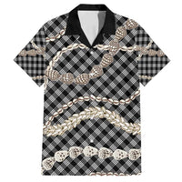 Black Aloha Hawaii Shell Lei Family Matching Puletasi and Hawaiian Shirt Palaka Hebrew Cone Honey Cowrie Elegant Curves - Polynesian Pride