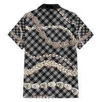 Black Aloha Hawaii Shell Lei Family Matching Puletasi and Hawaiian Shirt Palaka Hebrew Cone Honey Cowrie Elegant Curves - Polynesian Pride