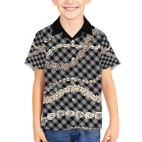 Black Aloha Hawaii Shell Lei Family Matching Puletasi and Hawaiian Shirt Palaka Hebrew Cone Honey Cowrie Elegant Curves - Polynesian Pride