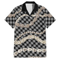Black Aloha Hawaii Shell Lei Family Matching Summer Maxi Dress and Hawaiian Shirt Palaka Hebrew Cone Honey Cowrie Elegant Curves - Polynesian Pride
