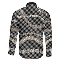 Black Aloha Hawaii Shell Lei Family Matching Summer Maxi Dress and Hawaiian Shirt Palaka Hebrew Cone Honey Cowrie Elegant Curves - Polynesian Pride