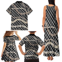 Black Aloha Hawaii Shell Lei Family Matching Tank Maxi Dress and Hawaiian Shirt Palaka Hebrew Cone Honey Cowrie Elegant Curves - Polynesian Pride