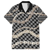 Black Aloha Hawaii Shell Lei Hawaiian Shirt Palaka Hebrew Cone Honey Cowrie Elegant Curves LT14 Black - Polynesian Pride