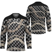 Black Aloha Hawaii Shell Lei Hockey Jersey Palaka Hebrew Cone Honey Cowrie Elegant Curves LT14 - Polynesian Pride