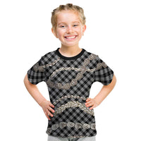 Black Aloha Hawaii Shell Lei Kid T Shirt Palaka Hebrew Cone Honey Cowrie Elegant Curves LT14 Black - Polynesian Pride