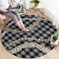 Black Aloha Hawaii Shell Lei Round Carpet Palaka Hebrew Cone Honey Cowrie Elegant Curves - Polynesian Pride