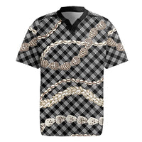 Black Aloha Hawaii Shell Lei Rugby Jersey Palaka Hebrew Cone Honey Cowrie Elegant Curves LT14 Black - Polynesian Pride