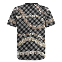 Black Aloha Hawaii Shell Lei Rugby Jersey Palaka Hebrew Cone Honey Cowrie Elegant Curves LT14 - Polynesian Pride