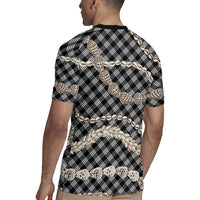 Black Aloha Hawaii Shell Lei Rugby Jersey Palaka Hebrew Cone Honey Cowrie Elegant Curves LT14 - Polynesian Pride