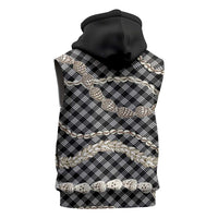 Black Aloha Hawaii Shell Lei Sleeveless Zip Hoodie Palaka Hebrew Cone Honey Cowrie Elegant Curves LT14 - Polynesian Pride