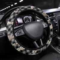 Black Aloha Hawaii Shell Lei Steering Wheel Cover Palaka Hebrew Cone Honey Cowrie Elegant Curves - Polynesian Pride