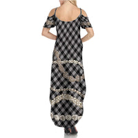 Black Aloha Hawaii Shell Lei Summer Maxi Dress Palaka Hebrew Cone Honey Cowrie Elegant Curves LT14 - Polynesian Pride