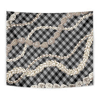 Black Aloha Hawaii Shell Lei Tapestry Palaka Hebrew Cone Honey Cowrie Elegant Curves - Polynesian Pride