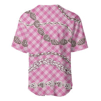 Pink Aloha Hawaii Shell Lei Baseball Jersey Palaka Hebrew Cone Honey Cowrie Elegant Curves LT14 - Polynesian Pride