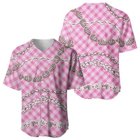 Pink Aloha Hawaii Shell Lei Baseball Jersey Palaka Hebrew Cone Honey Cowrie Elegant Curves LT14 - Polynesian Pride