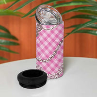 Pink Aloha Hawaii Shell Lei 4 in 1 Can Cooler Tumbler Palaka Hebrew Cone Honey Cowrie Elegant Curves - Polynesian Pride