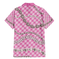 Pink Aloha Hawaii Shell Lei Family Matching Mermaid Dress and Hawaiian Shirt Palaka Hebrew Cone Honey Cowrie Elegant Curves - Polynesian Pride